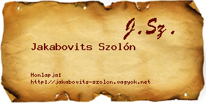 Jakabovits Szolón névjegykártya